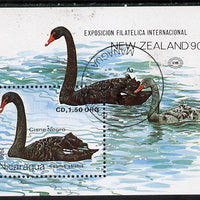 Nicaragua 1990 New Zealand 1990 Stamp Exhibition (Black Swan) m/sheet cto used, SG MS 3078