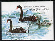 Nicaragua 1990 New Zealand 1990 Stamp Exhibition (Black Swan) m/sheet cto used, SG MS 3078