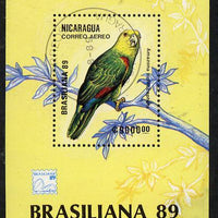 Nicaragua 1989 'Brasiliana 89' Stamp Exhibition (Parrot) m/sheet cto used, SG MS 3067