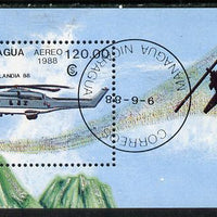Nicaragua 1988 'Finlandia 88' Stamp Exhibition (Helicopters) m/sheet cto used, SG MS 2978