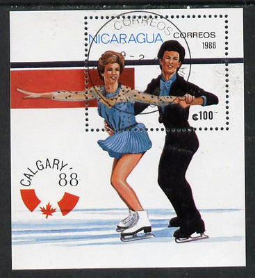 Nicaragua 1988 Winter Olympics (Pairs Ice Skating) m/sheet cto used, SG MS 2944