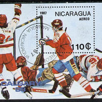 Nicaragua 1987 Winter Olympics (Ice-Hockey) m/sheet cto used, SG MS 2833
