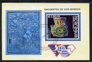 Nicaragua 1988 Discovery of America (Pre-Columbrian Art & Santa Maria) m/sheet cto used, SG MS 3010