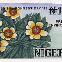 Nigeria 1993 World Environment Day - original hand-painted artwork for N1 value showing Flowers by NSP&MCo Staff Artist Samuel A M Eluare, on card 8.5"x5.5", endorsed B4