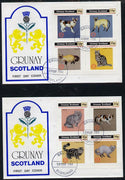 Grunay 1984 Rotary - Domestic Cats perf set of 8 values on two covers with first day cancels