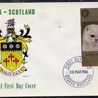 Staffa 1984 Rotary - Domestic Cats imperf souvenir sheet (£1 value) on cover with first day cancel