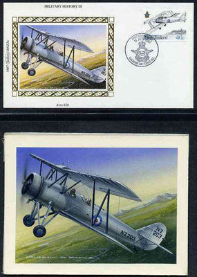 New Zealand 1987 50th Anniversary of Royal New Zealand Air Force - original hand-painted artwork by Gordon G Davies showing Avro 626 (Prefect), as used to illustrate Benham silk first day cover (40c value), mounted on board 5.5
