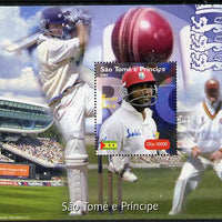 St Thomas & Prince Islands 2004 Cricket - Brian Lara perf souvenir sheet unmounted mint. Note this item is privately produced and is offered purely on its thematic appeal