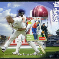St Thomas & Prince Islands 2004 Cricket - Andrew Strauss perf souvenir sheet unmounted mint. Note this item is privately produced and is offered purely on its thematic appeal