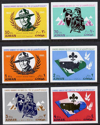 Ajman 1967 Scouts imperf set of 6 unmounted mint (Mi 182-7B)
