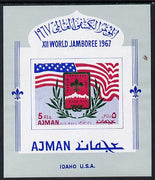 Ajman 1967 Scouts (showing flag) imperf m/sheet , unmounted mintMi BL 15B