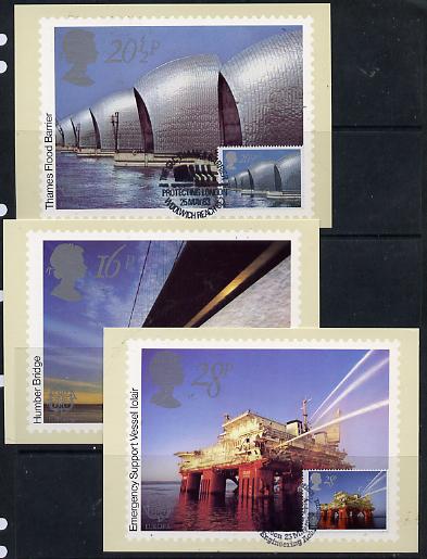 Great Britain 1983 Europa - Engineering Achievements set of 3 PHQ cards with appropriate stamps each very fine used with first day cancels