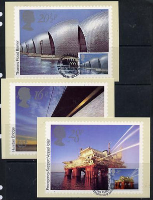 Great Britain 1983 Europa - Engineering Achievements set of 3 PHQ cards with appropriate stamps each very fine used with first day cancels