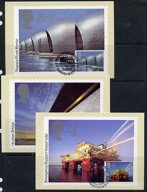 Great Britain 1983 Europa - Engineering Achievements set of 3 PHQ cards with appropriate stamps each very fine used with first day cancels