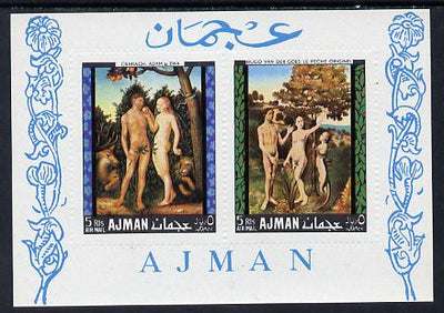 Ajman 1968 Adam & Eve Paintings perf m/sheet unmounted mint, Mi BL 41A)