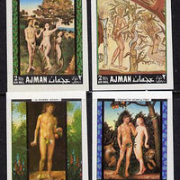 Ajman 1968 Adam & Eve Paintings imperf set of 4 unmounted mint, Mi 281-4B)