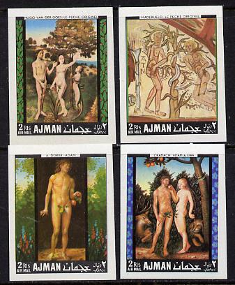 Ajman 1968 Adam & Eve Paintings imperf set of 4 unmounted mint, Mi 281-4B)