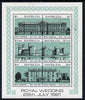 Barbuda 1981 Royal Wedding (Buildings) sheetlet containing set of 3 with turquoise-green background (SG 566a) unmounted mint