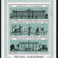 Barbuda 1981 Royal Wedding (Buildings) sheetlet containing set of 3 with turquoise-green background (SG 566a) unmounted mint
