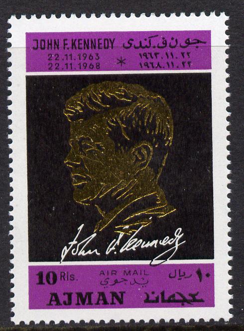 Ajman 1968 Death Anniversary of Kennedy 1 value perf unmounted mint, Mi 325A