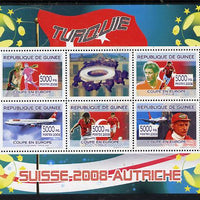 Guinea - Conakry 2008 European Football Championship - Turkey perf sheetlet containing 5 values plus label unmounted mint