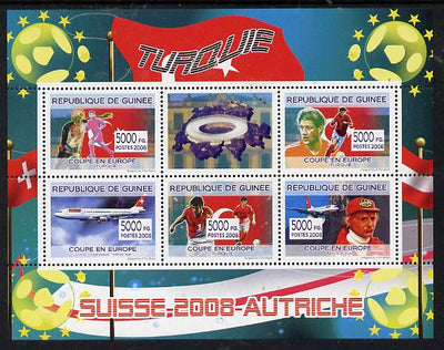 Guinea - Conakry 2008 European Football Championship - Turkey perf sheetlet containing 5 values plus label unmounted mint
