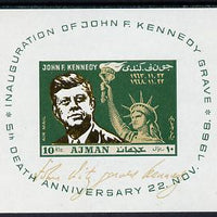 Ajman 1968 Kennedy imperf m/sheet unmounted mint, Mi BL 65