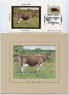 Great Britain 1984 British Cattle - original hand-painted artwork of Irish Moiled Cow as used to illustrate Benham silk first day cover (31p value), approx 5