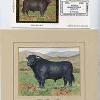 Great Britain 1984 British Cattle - original hand-painted artwork of Welsh Black Bull as used (in reverse) to illustrate Benham silk first day cover (28p value), approx 5" x 4" plus the matching Benham silk cover, a magnificent and attractive unit