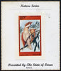 Oman 1970 Cockatoo imperf souvenir sheet (2R value) mounted on special 'Nature Series' presentation card inscribed 'Presented by the State of Oman'