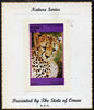 Oman 1973 Animals (Cheetah) imperf souvenir sheet (2R value) mounted on special 'Nature Series' presentation card inscribed 'Presented by the State of Oman'