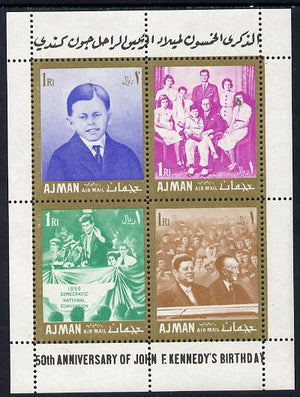 Ajman 1967 Kennedy 50th Anniversary 1R x4 perf m/sheet unmounted mint (Mi BL 11C)