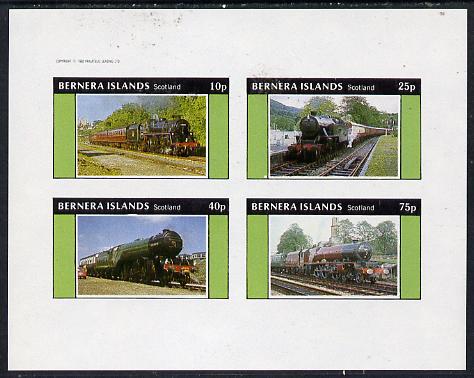Bernera 1982 Steam Locos #05 imperf,set of 4 values (10p to 75p) unmounted mint