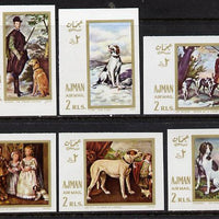 Ajman 1968 Paintings with Dogs imperf set of 6 (Mi 271-6B) unmounted mint