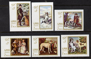 Ajman 1968 Paintings with Dogs imperf set of 6 (Mi 271-6B) unmounted mint