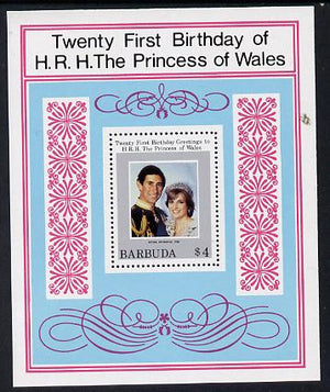 Barbuda 1982 Princess Di's 21st Birthday m/sheet (SG MS 627) unmounted mint