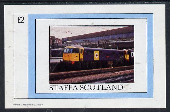 Staffa 1982 Modern Trains,imperf deluxe sheet (£2 value) unmounted mint