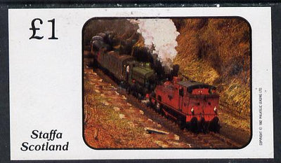 Staffa 1982 Steam Locos #07 imperf souvenir sheet (£1 value) unmounted mint