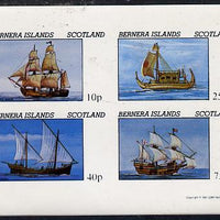 Bernera 1981 Early Sailing Ships (HMS Beagle, Dhow, etc) imperf,set of 4 values (10p to 75p) unmounted mint