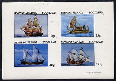 Bernera 1981 Early Sailing Ships (HMS Beagle, Dhow, etc) imperf,set of 4 values (10p to 75p) unmounted mint