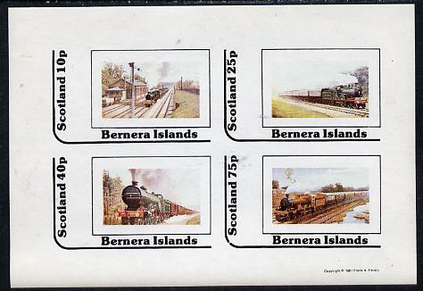Bernera 1981 Steam Locos #03 imperf,set of 4 values (10p to 75p) unmounted mint