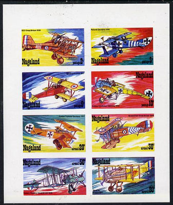 Nagaland 1978 WWI Aircraft imperf,set of 8 values (2c to 80c) unmounted mint