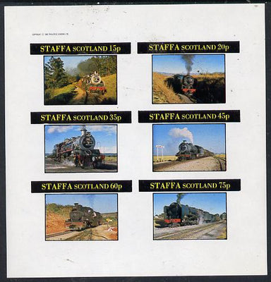 Staffa 1982 Steam Locos #09 imperf set of 6 values (15p to 75p) unmounted mint