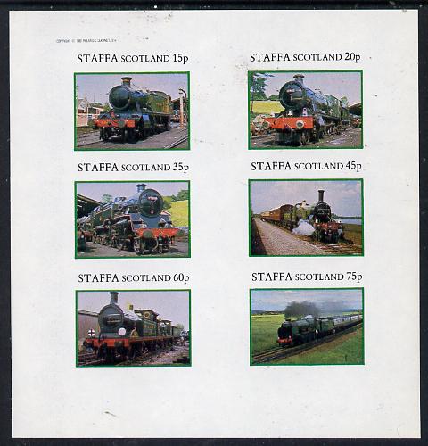 Staffa 1982 Steam Locos #08 imperf set of 6 values (15p to 75p) unmounted mint