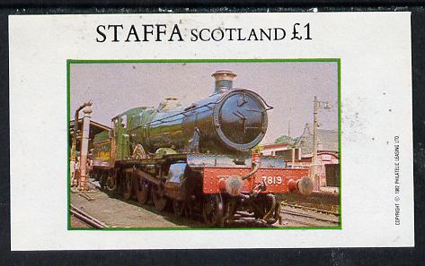 Staffa 1982 Steam Locos #08 imperf souvenir sheet (£1 value) unmounted mint