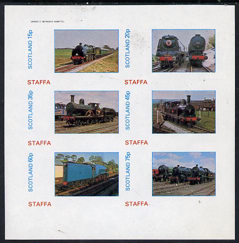 Staffa 1982 Steam Locos #11 imperf set of 6 values (15p to 75p) unmounted mint