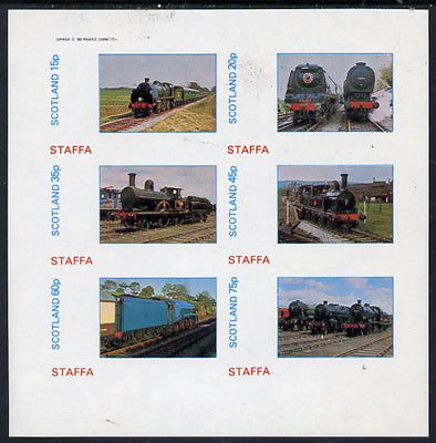 Staffa 1982 Steam Locos #11 imperf set of 6 values (15p to 75p) unmounted mint
