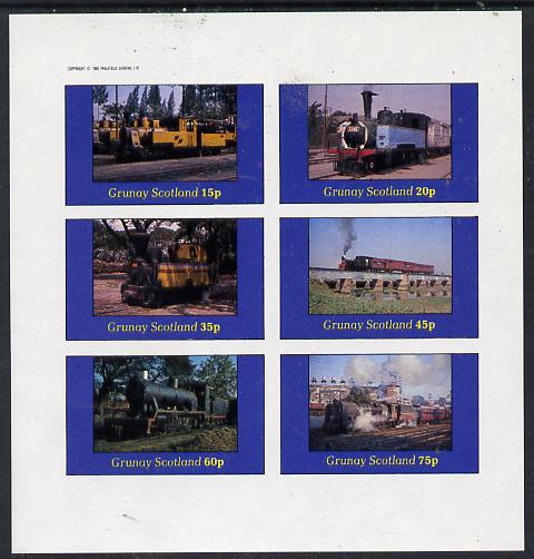 Grunay 1982 Steam Locos #02 imperf set of 6 values (15p to 75p) unmounted mint