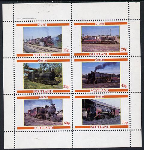 Grunay 1982 Steam Locos #04 (Indian) perf set of 6 values (15p to 75p) unmounted mint