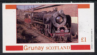 Grunay 1982 Steam Locos #04 (Indian) imperf souvenir sheet (£1 value) unmounted mint